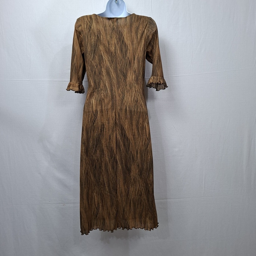 Vintage 90s Y2K Aziz Midi‎ Dress M Lace Up Bust Nylon Mesh Woodland Fairy Grunge - Picture 2 of 8